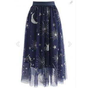 Myth of Stars Mesh Tulle Midi Skirt